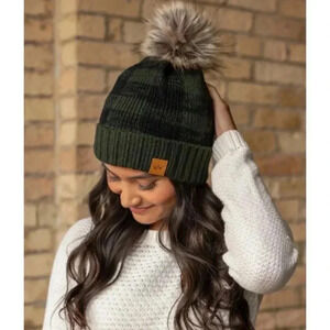NWT Buffalo Check Pom Pom Beanie